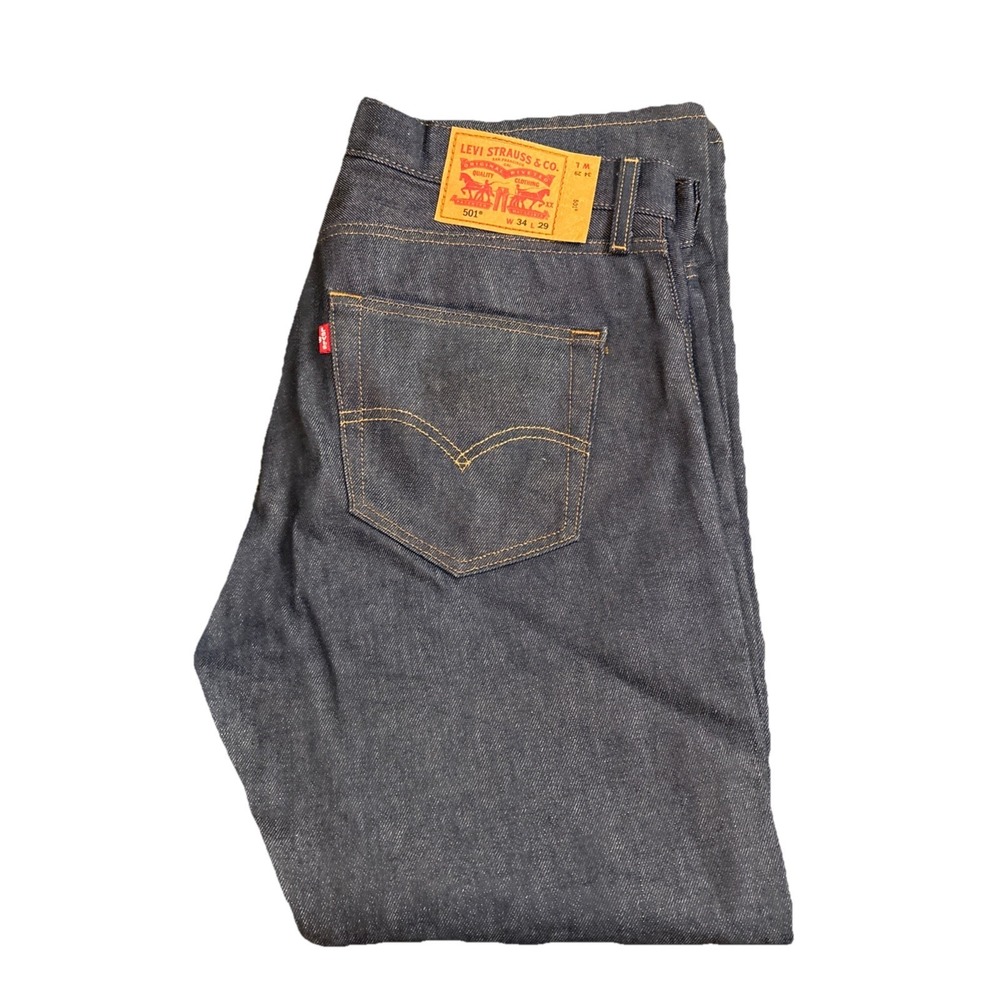 Levis 501 Original Button Fly Jeans 34x29 Pants Rigid Blue Dark Wash Blue